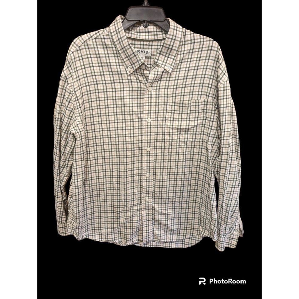 Orvis Men's Dress Shirt Size XL ‎ Plaid Cotton Blend  Long Sleeve